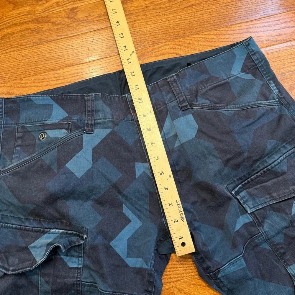 G-Star Raw Rovic Slim Cargo Pants Fits Mens 36x31 Blue Geometric Camo Tactical
